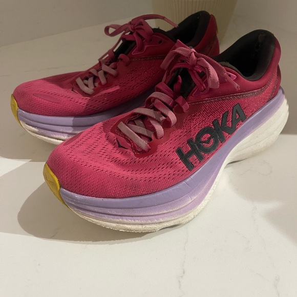 Hoka Shoes - Hoka Women's Magenta Running Shoes with Lavender Midsole size 7
